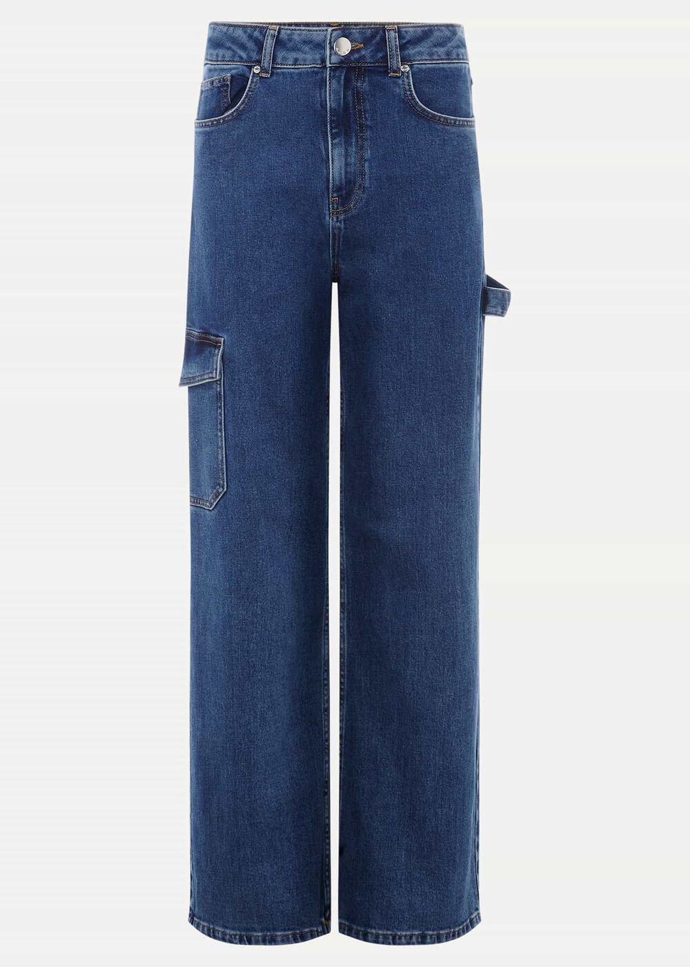 Scout Cargo Wide Leg Jeans Mid Blue
