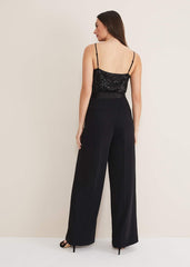 Elandra Wide Leg Tux Trousers Black