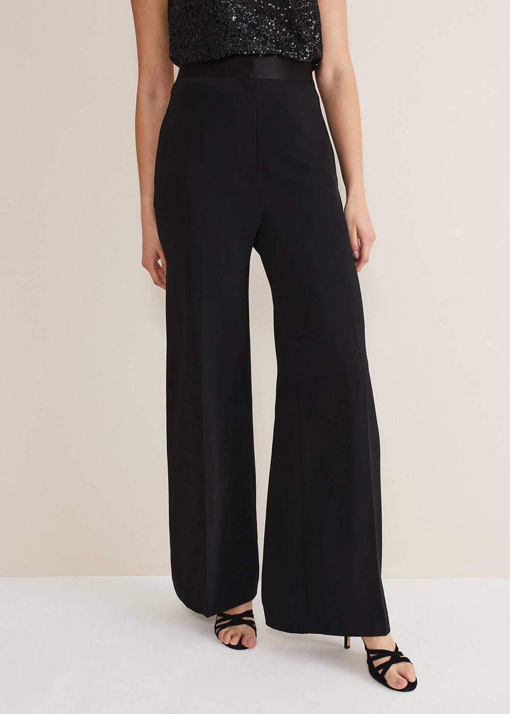 Elandra Wide Leg Tux Trousers Black