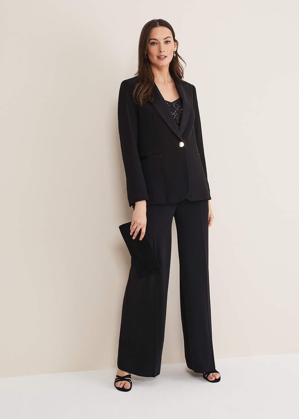 Elandra Wide Leg Tux Trousers Black