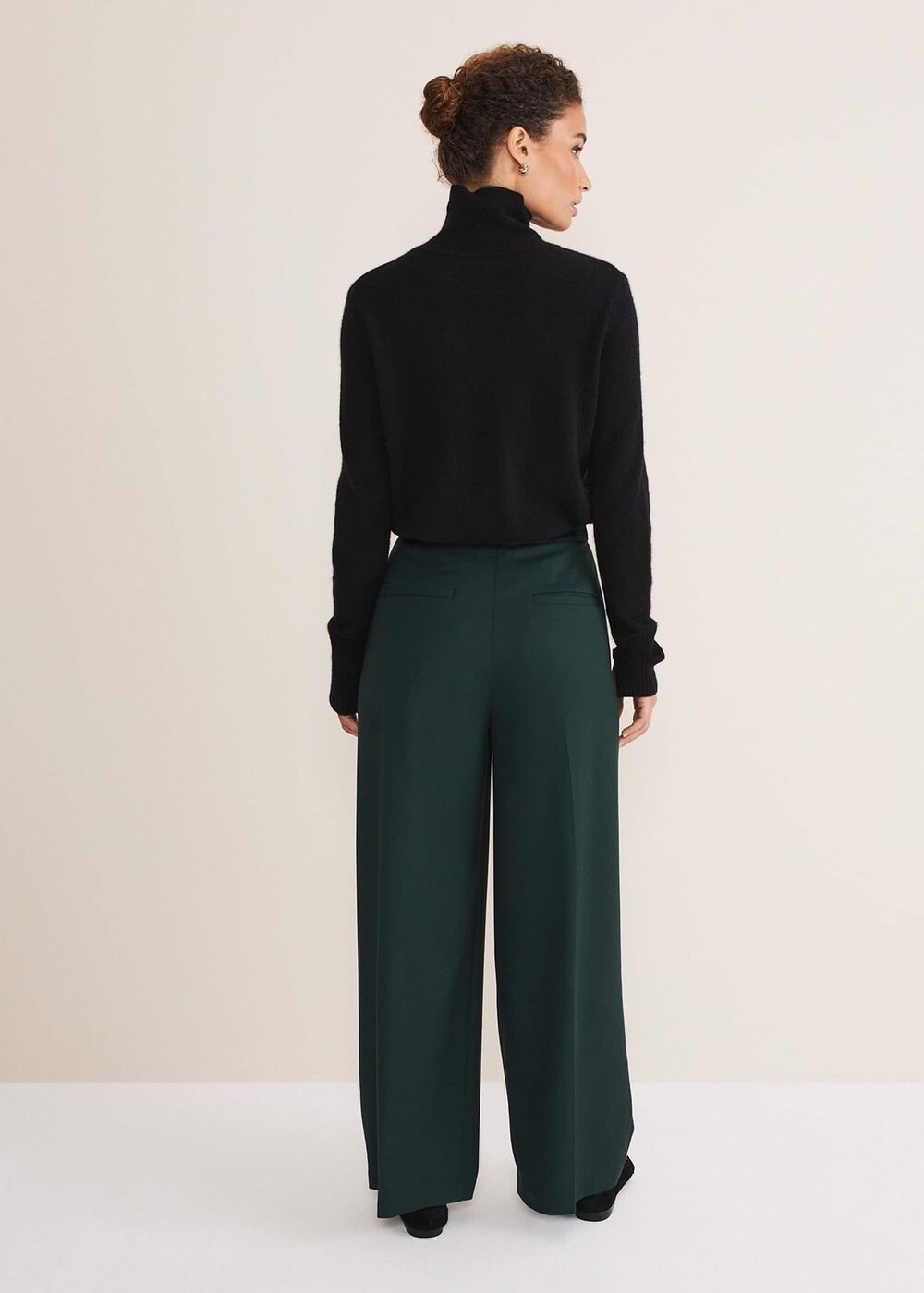 Catira Crepe Wide Leg Trousers Forest Green
