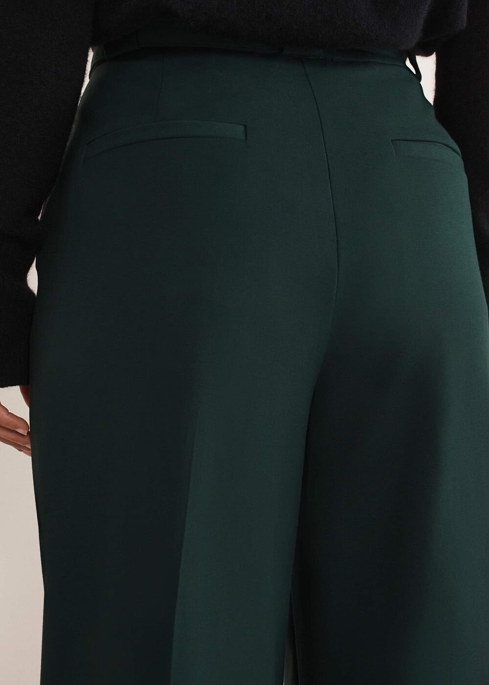 Catira Crepe Wide Leg Trousers Forest Green