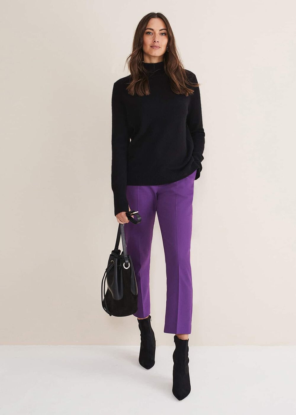 Julianna Cropped Straight Leg Trousers Purple