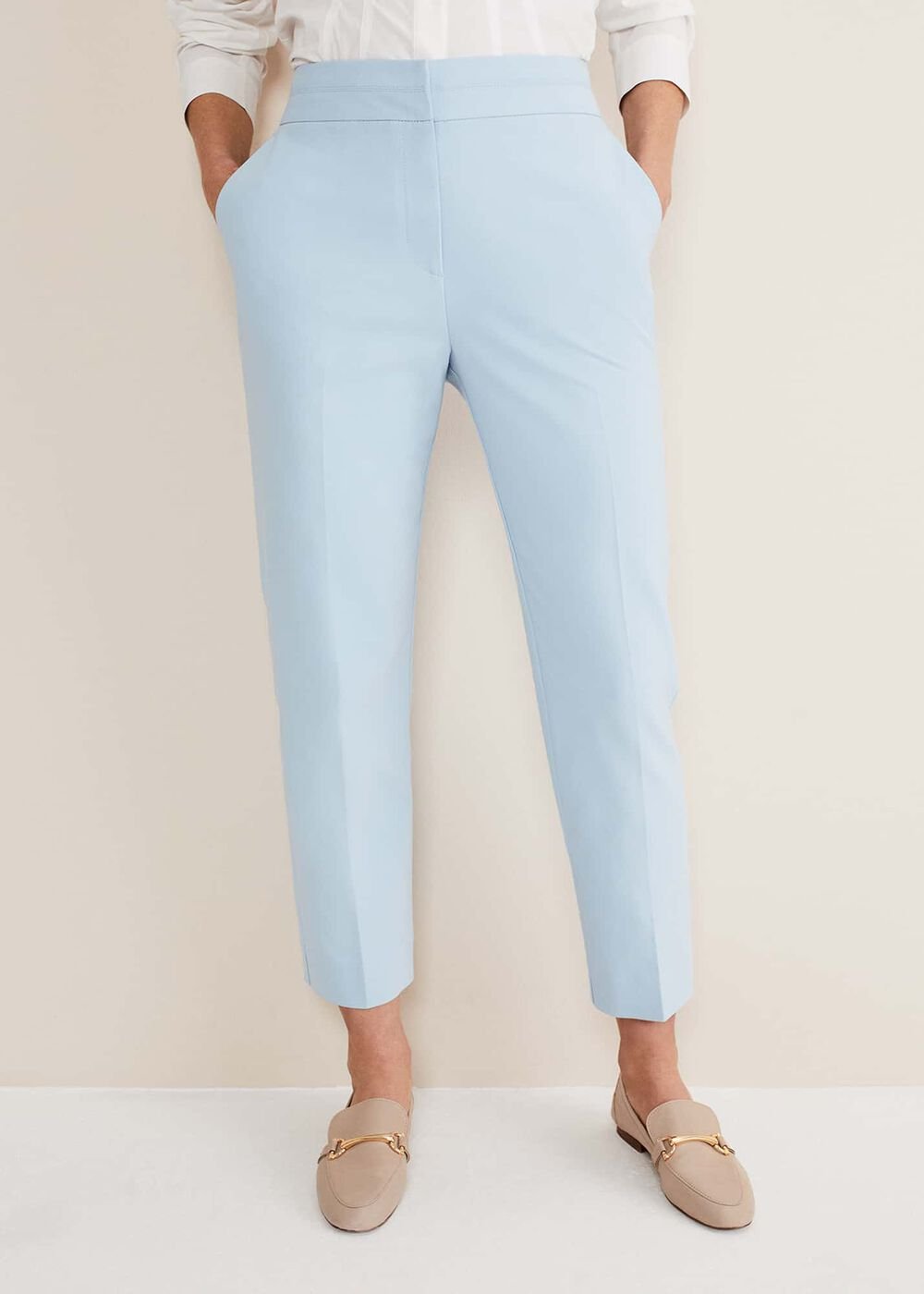 Julianna Cropped Straight Leg Trousers Cornflower Blue