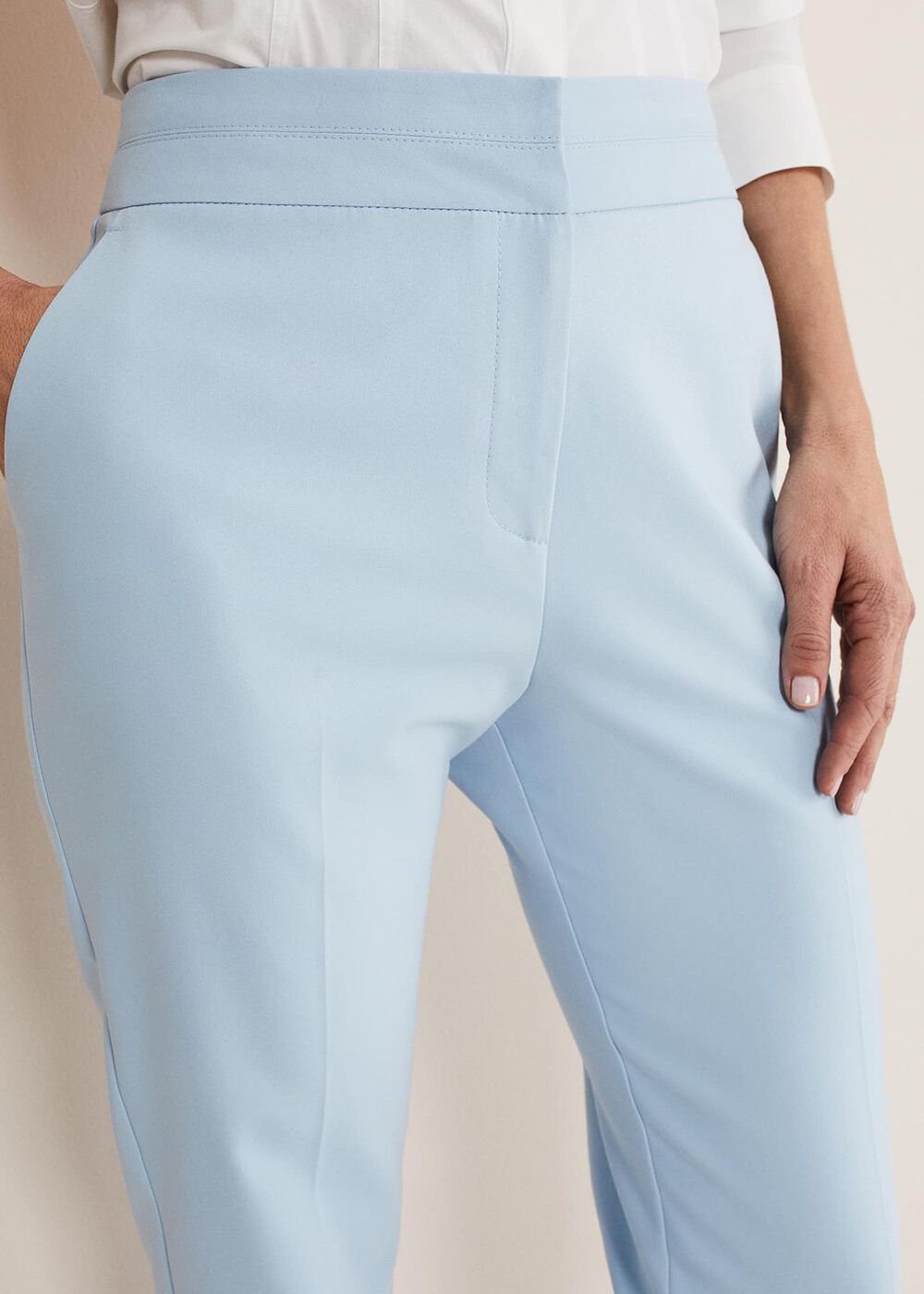 Julianna Cropped Straight Leg Trousers Cornflower Blue