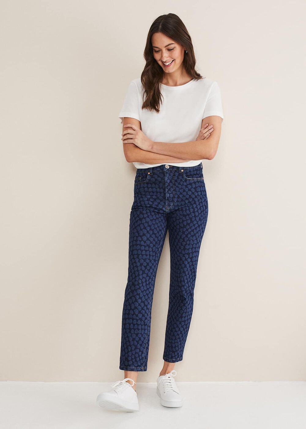 Petra Heart Straight Leg Jeans Mid Blue