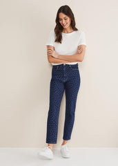 Petra Heart Straight Leg Jeans Mid Blue