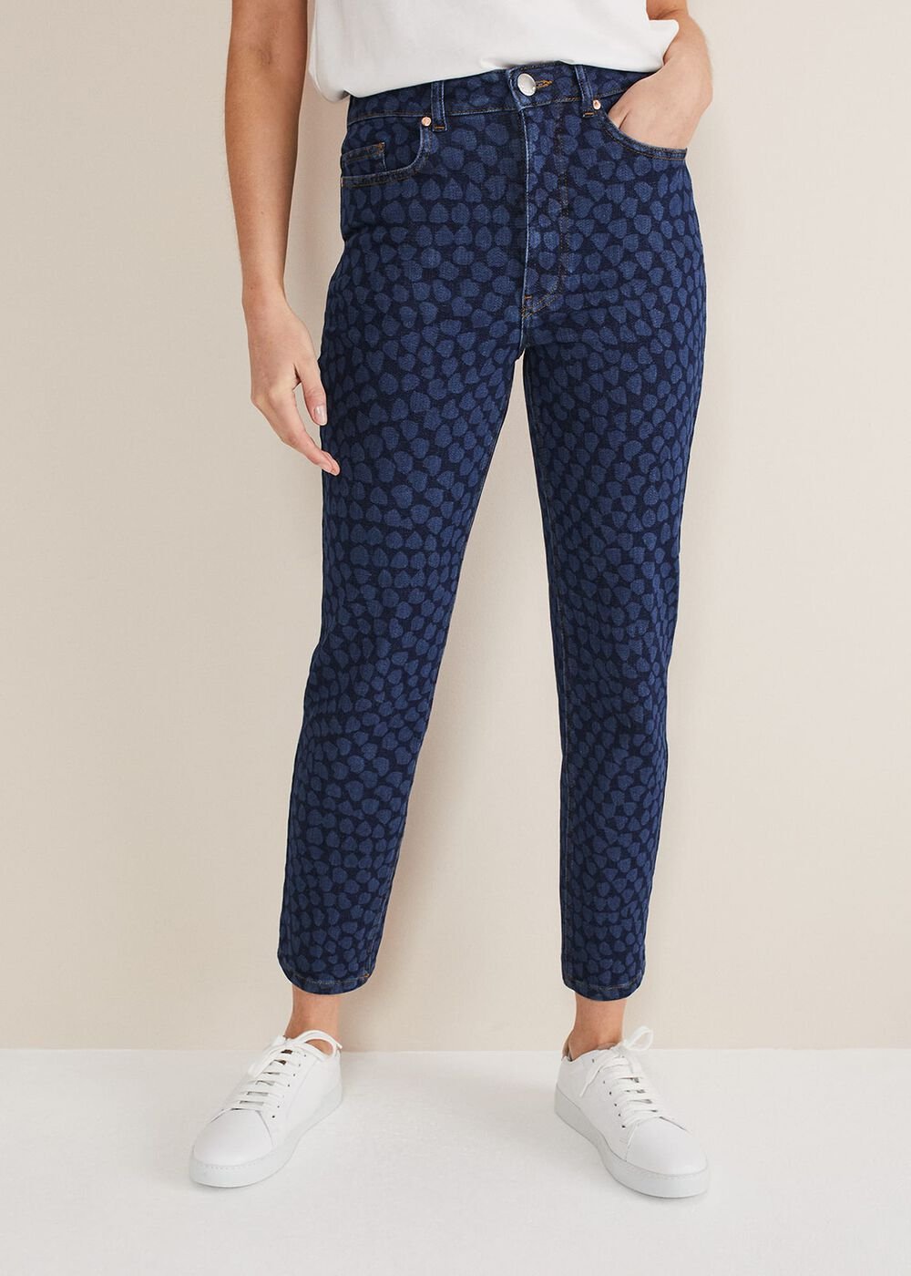 Petra Heart Straight Leg Jeans Mid Blue