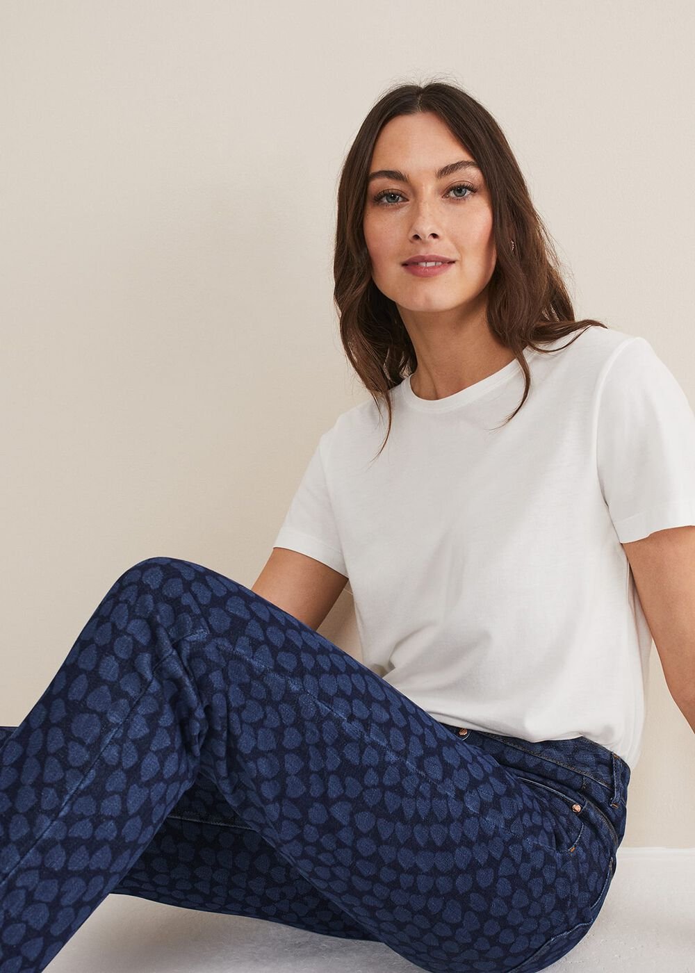 Petra Heart Straight Leg Jeans Mid Blue