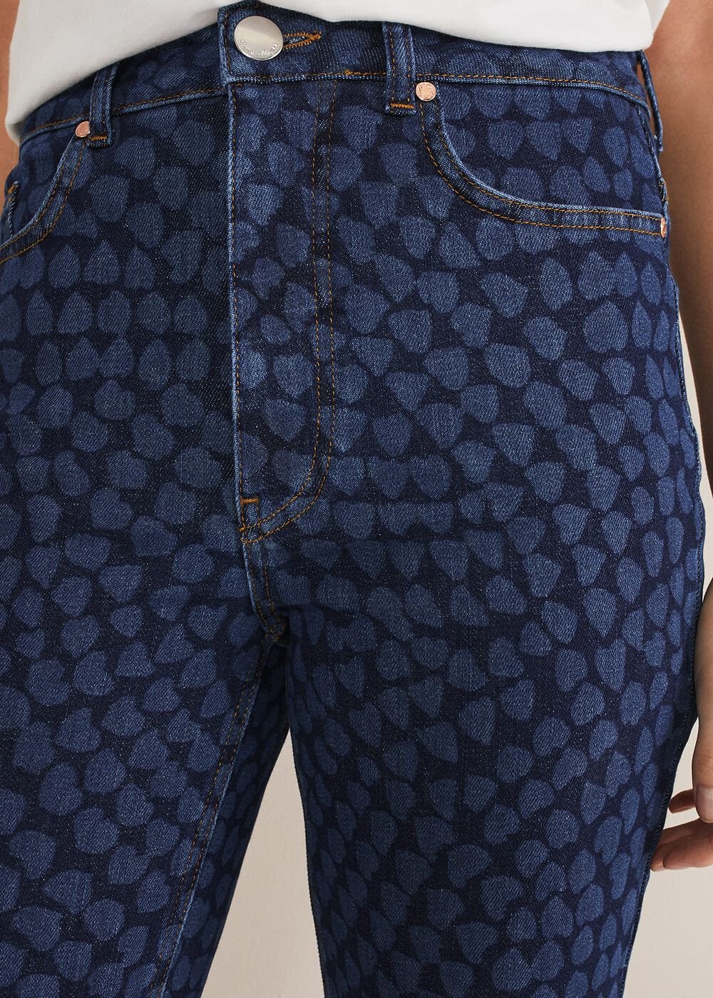 Petra Heart Straight Leg Jeans Mid Blue