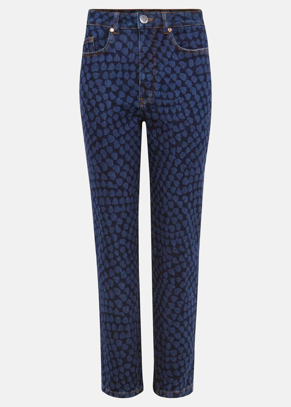 Petra Heart Straight Leg Jeans Mid Blue