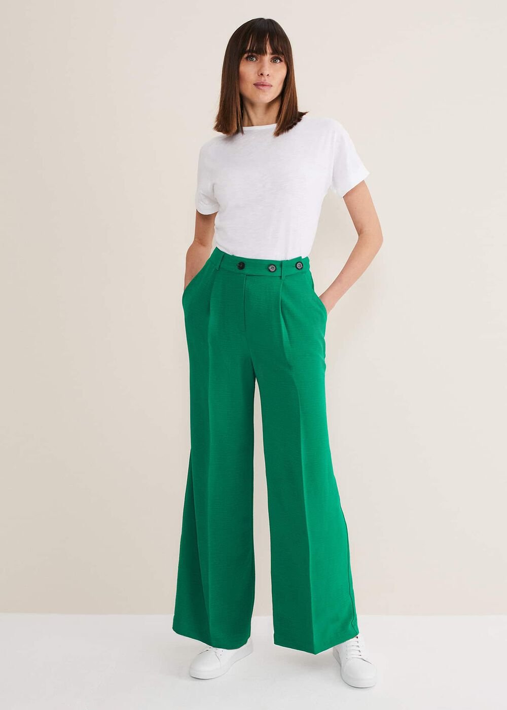 Opal Wide Leg Trousers Green