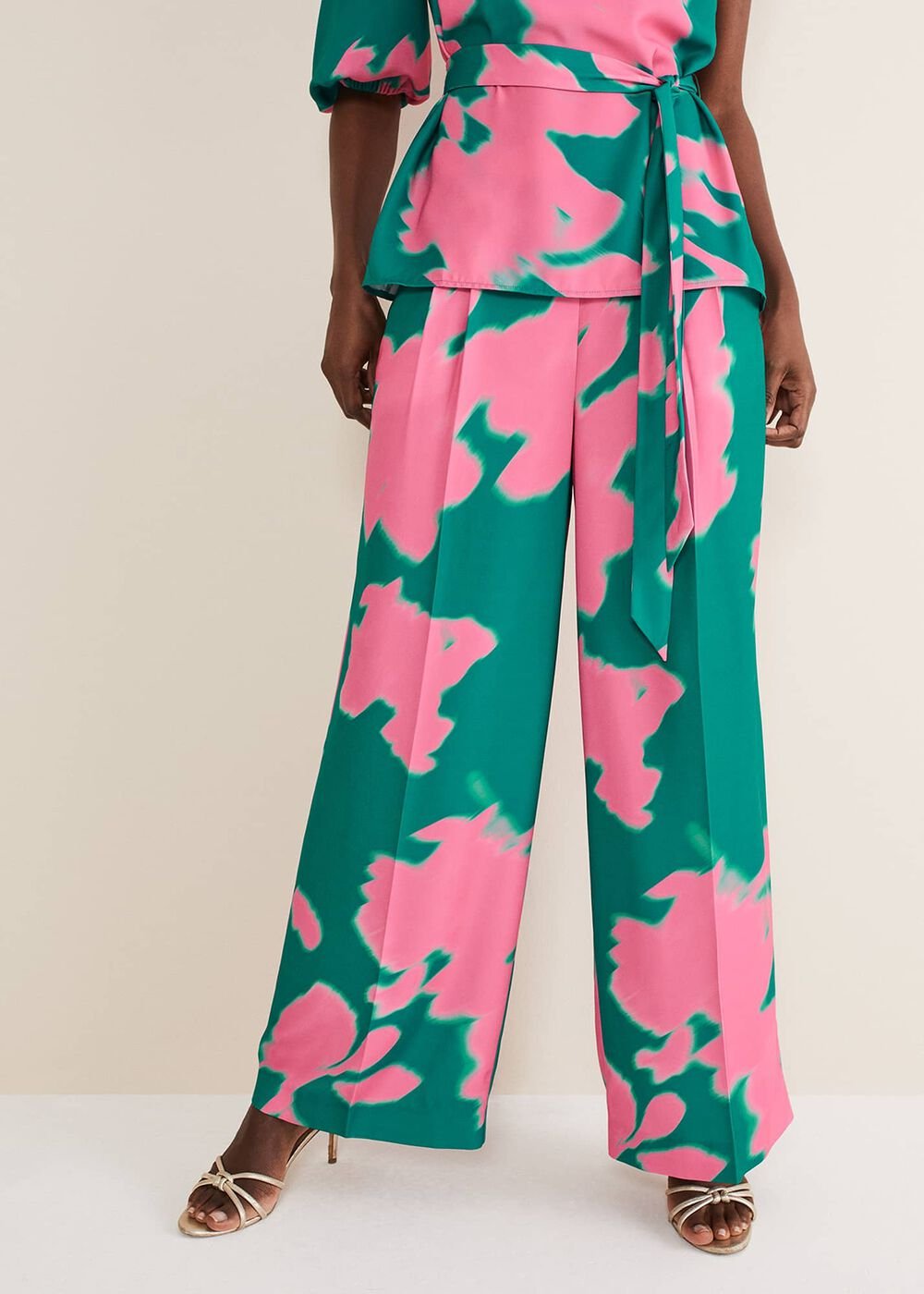 Madison Abstract Trousers Co-Ord Green/Pink