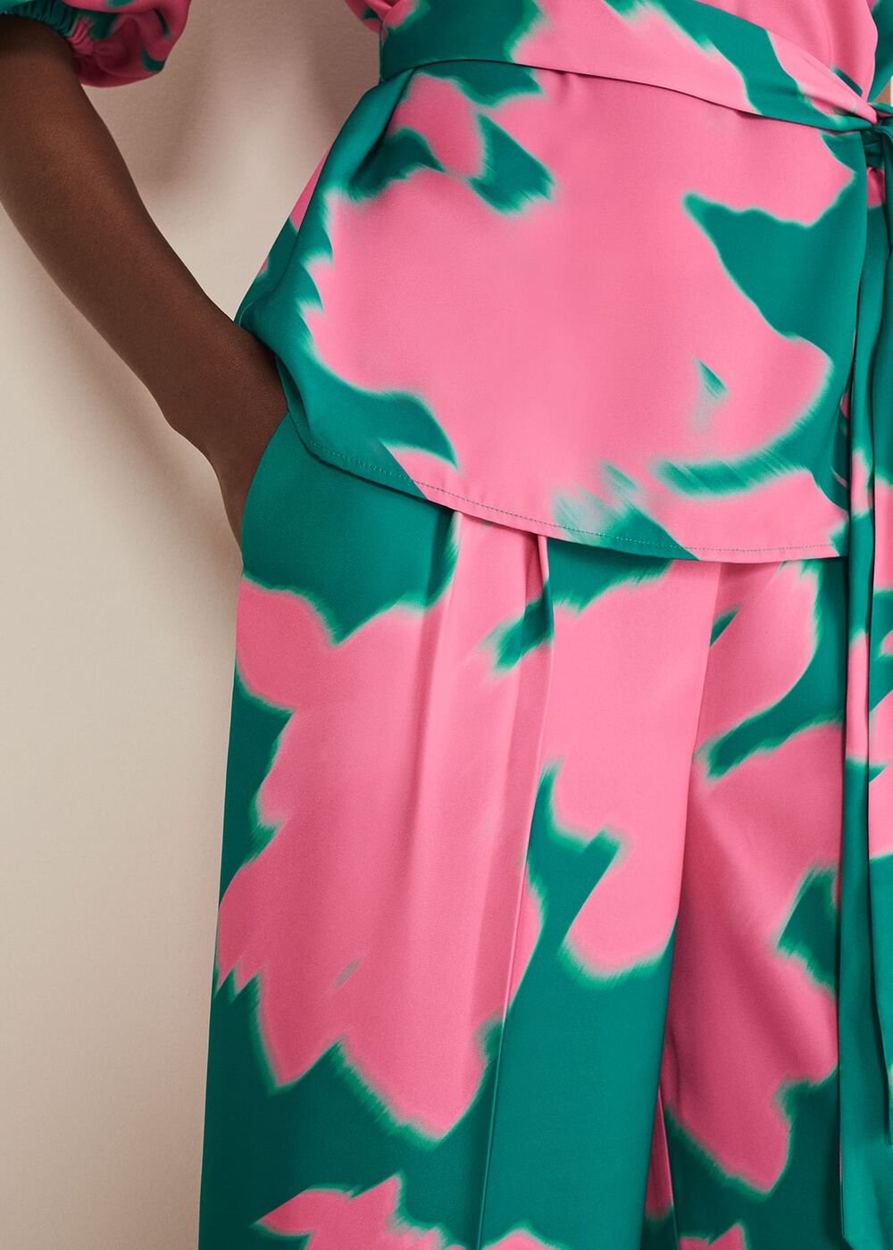 Madison Abstract Trousers Co-Ord Green/Pink