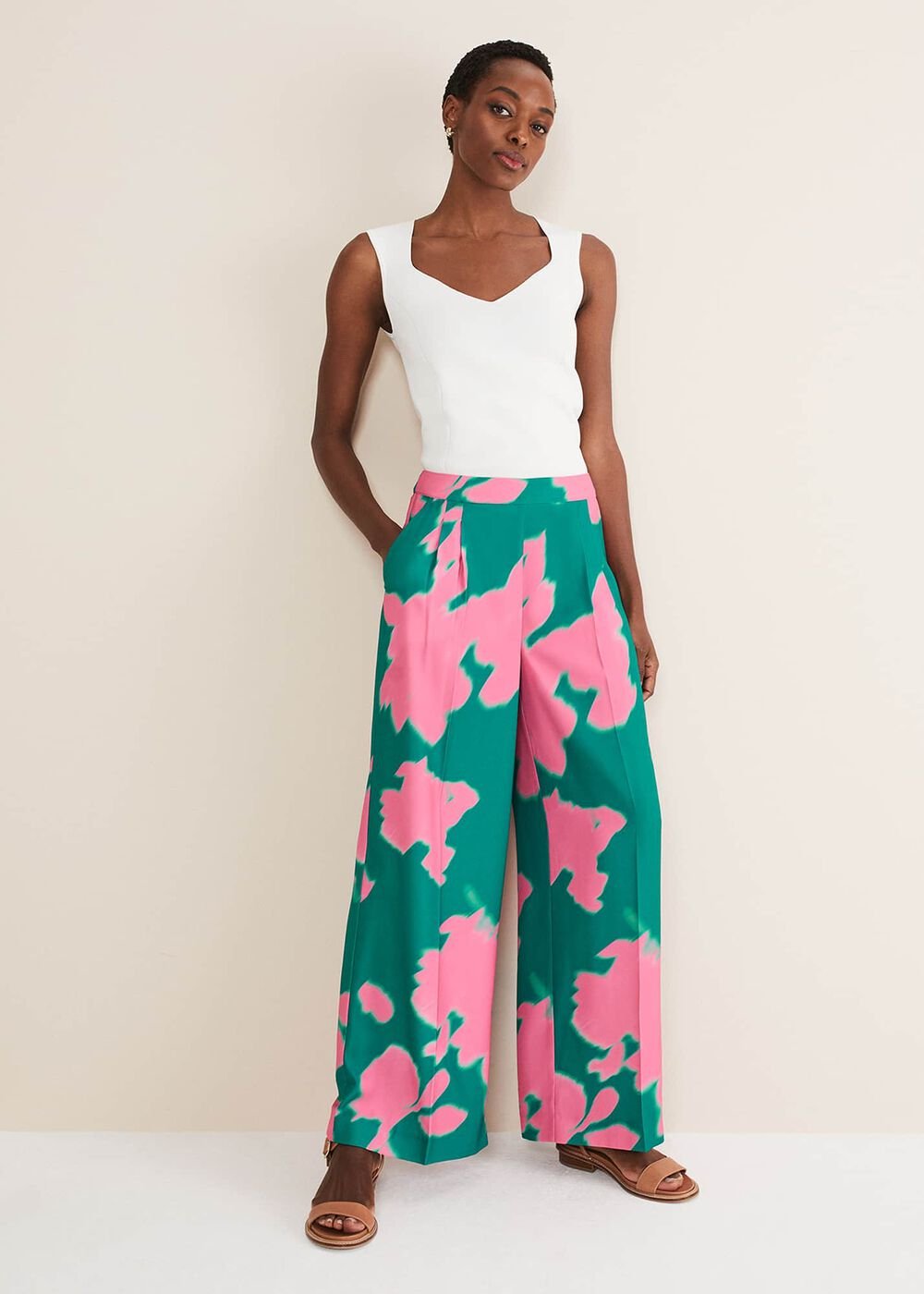 Madison Abstract Trousers Co-Ord Green/Pink