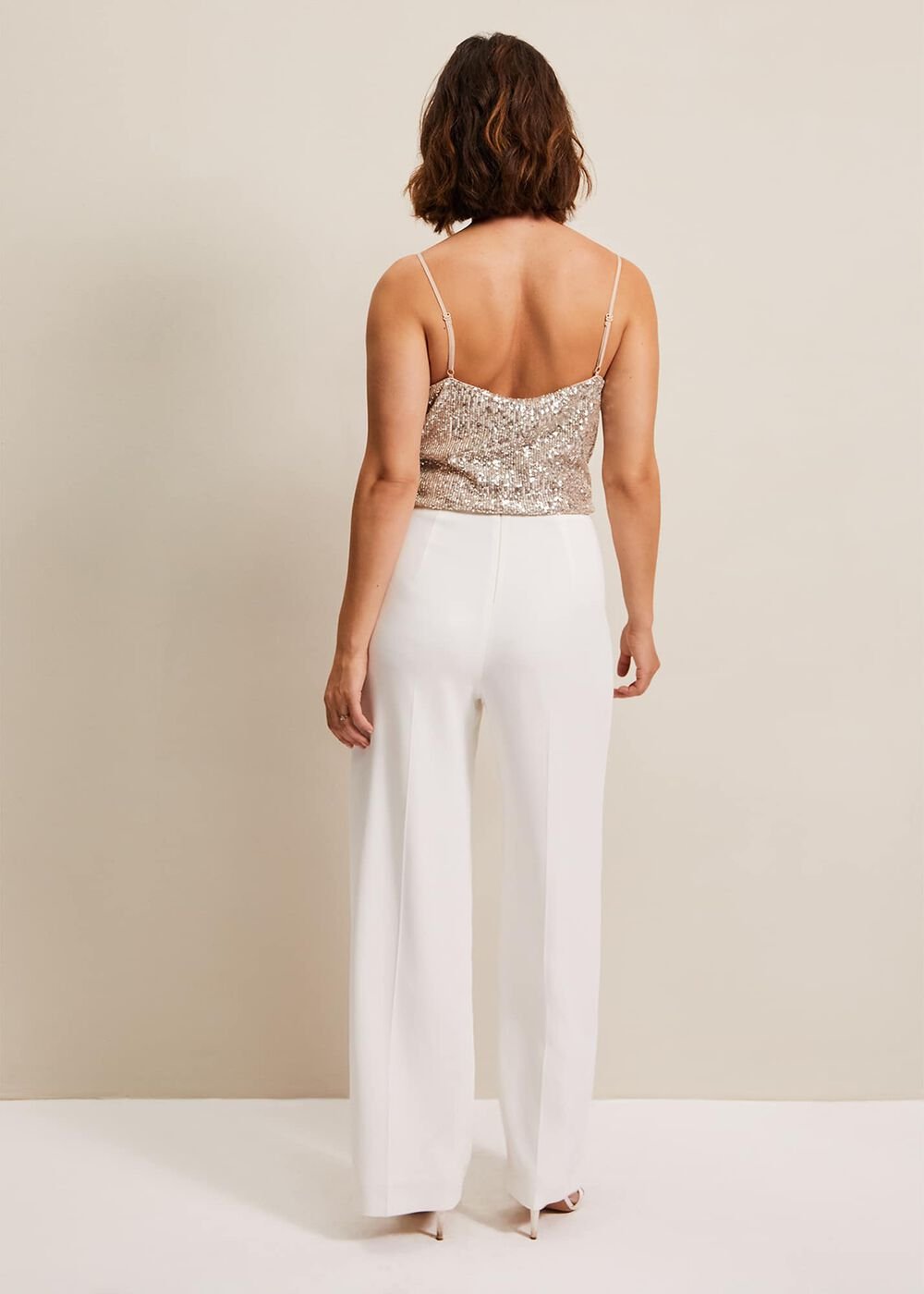Beatriz Satin Wide Leg Bridal Trousers Ivory