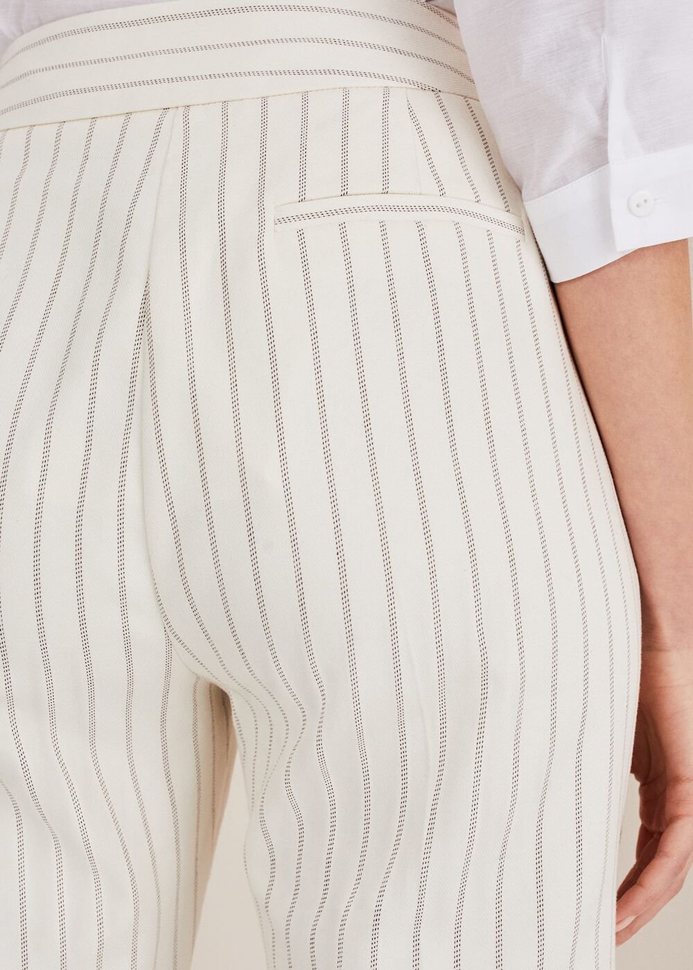 Ariella Pinstripe Straight Leg Trousers Black/Ecru