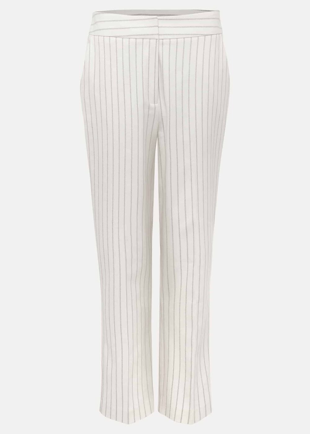 Ariella Pinstripe Straight Leg Trousers Black/Ecru