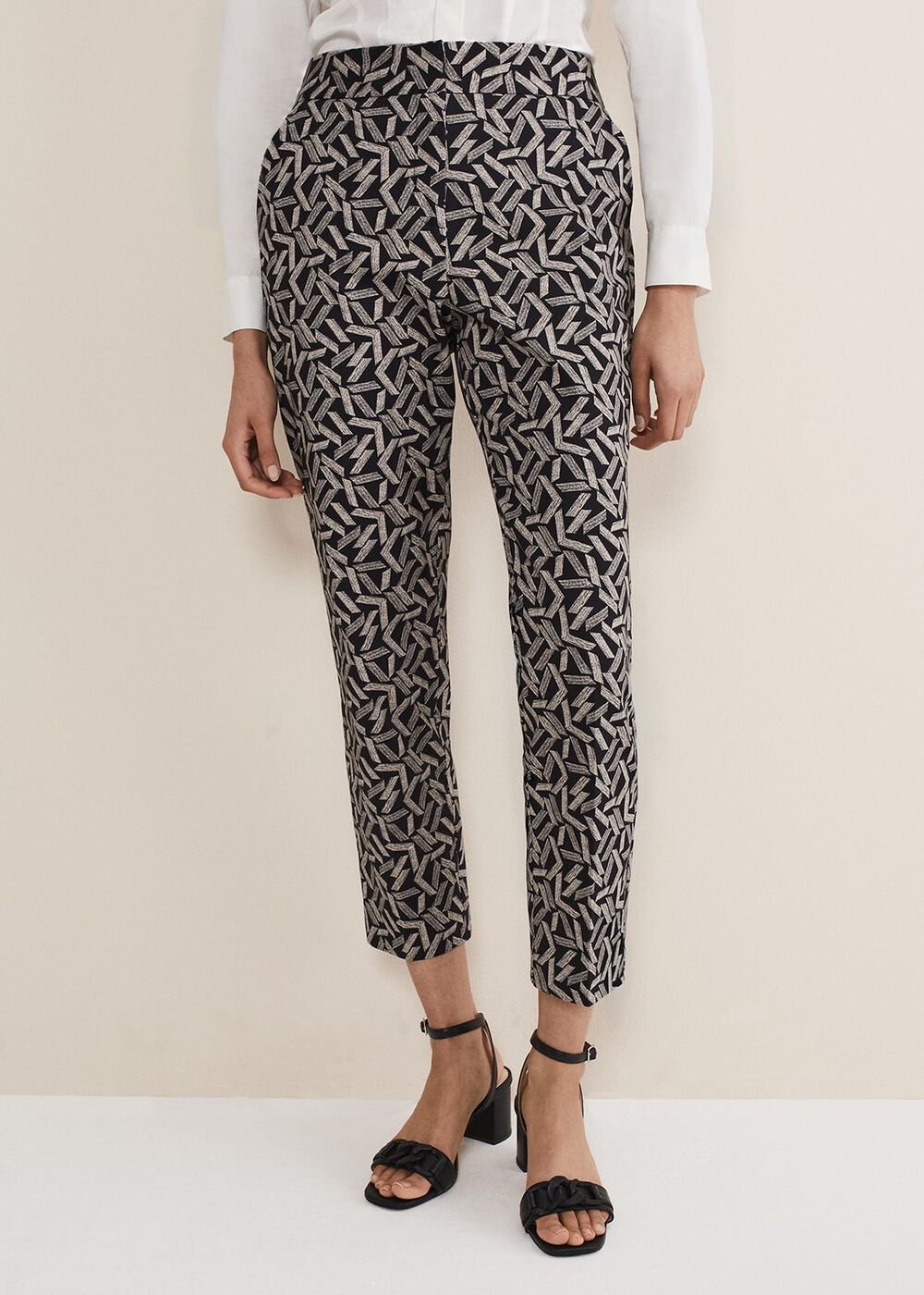 Fran Cigarette Trousers Black/Stone