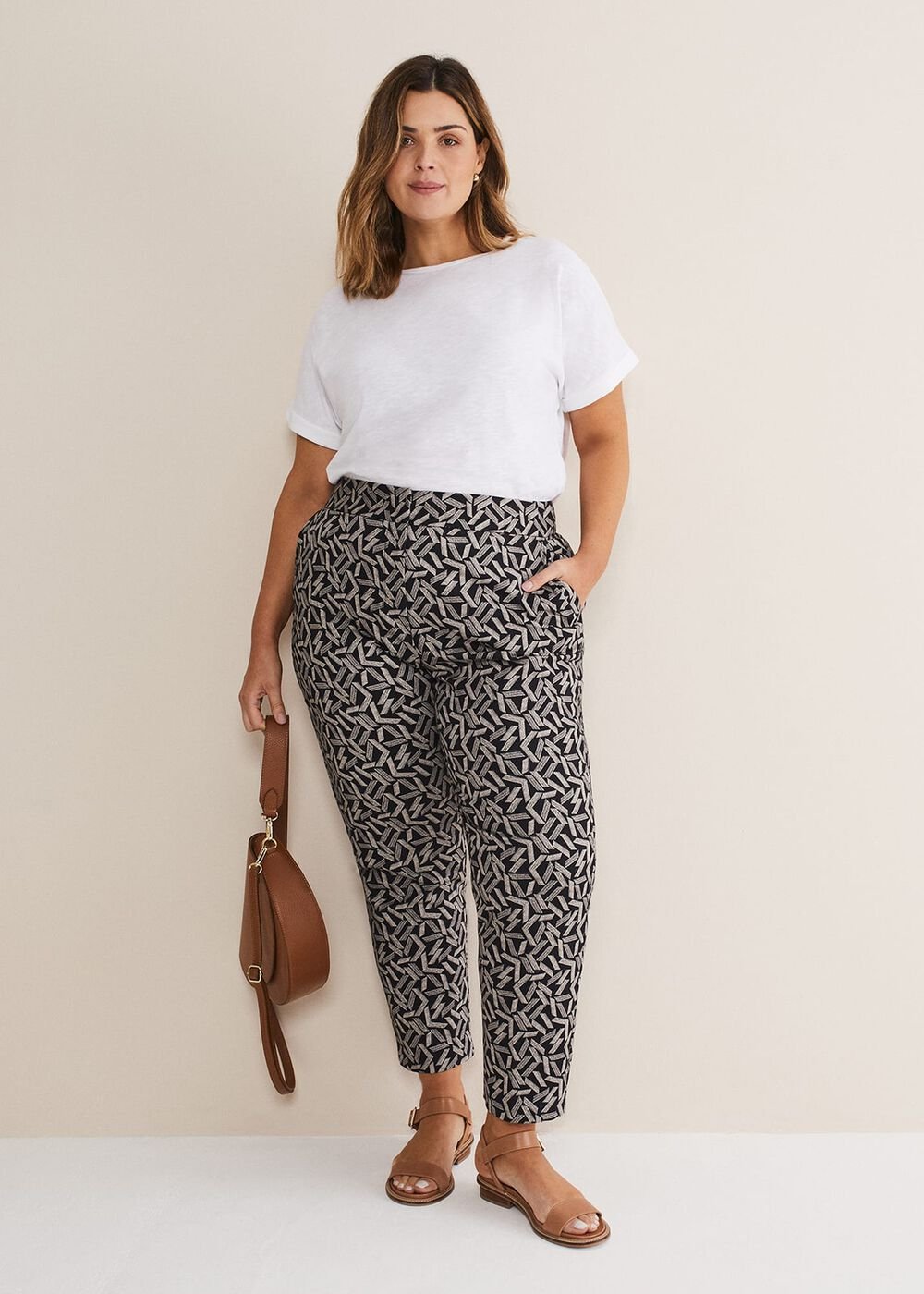 Fran Cigarette Trousers Black/Stone