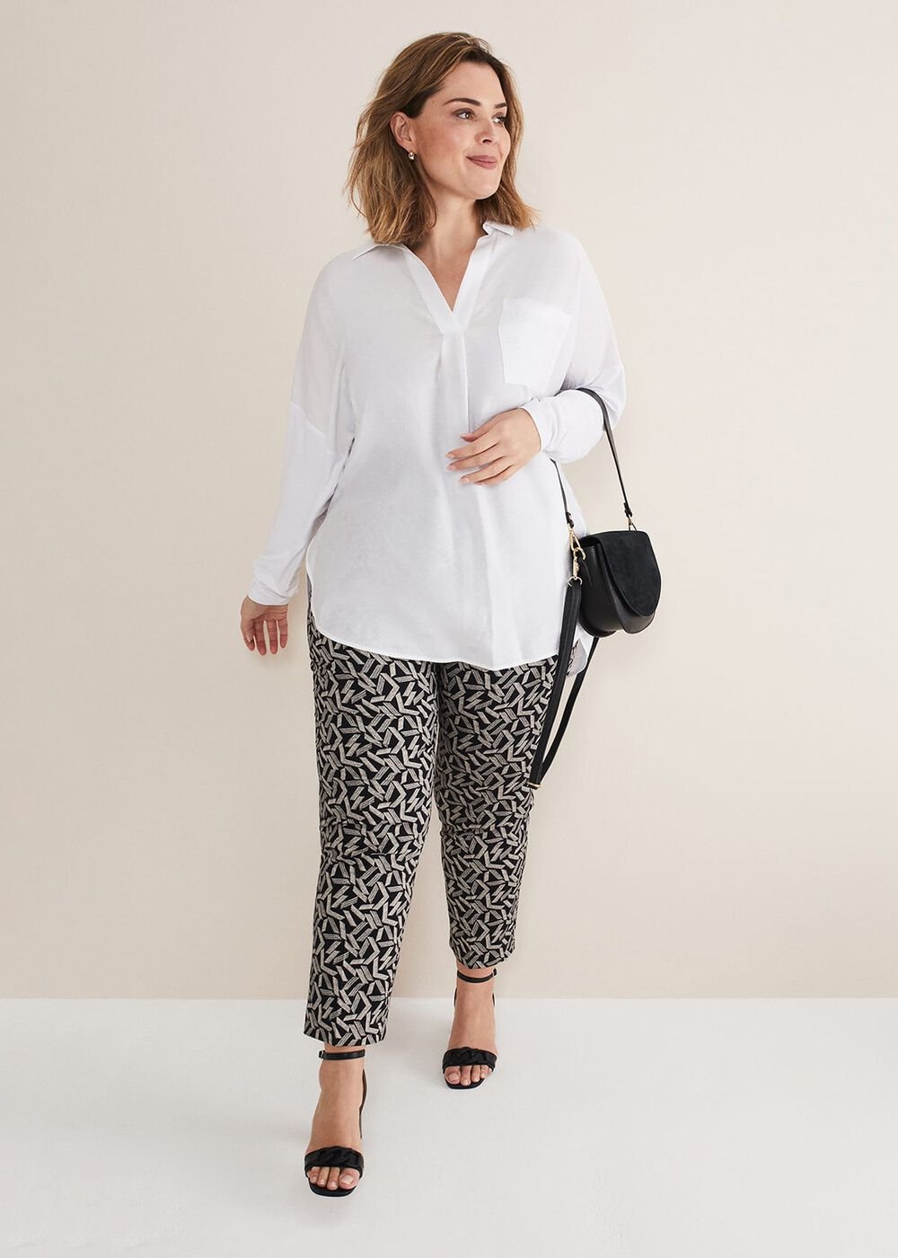 Fran Cigarette Trousers Black/Stone