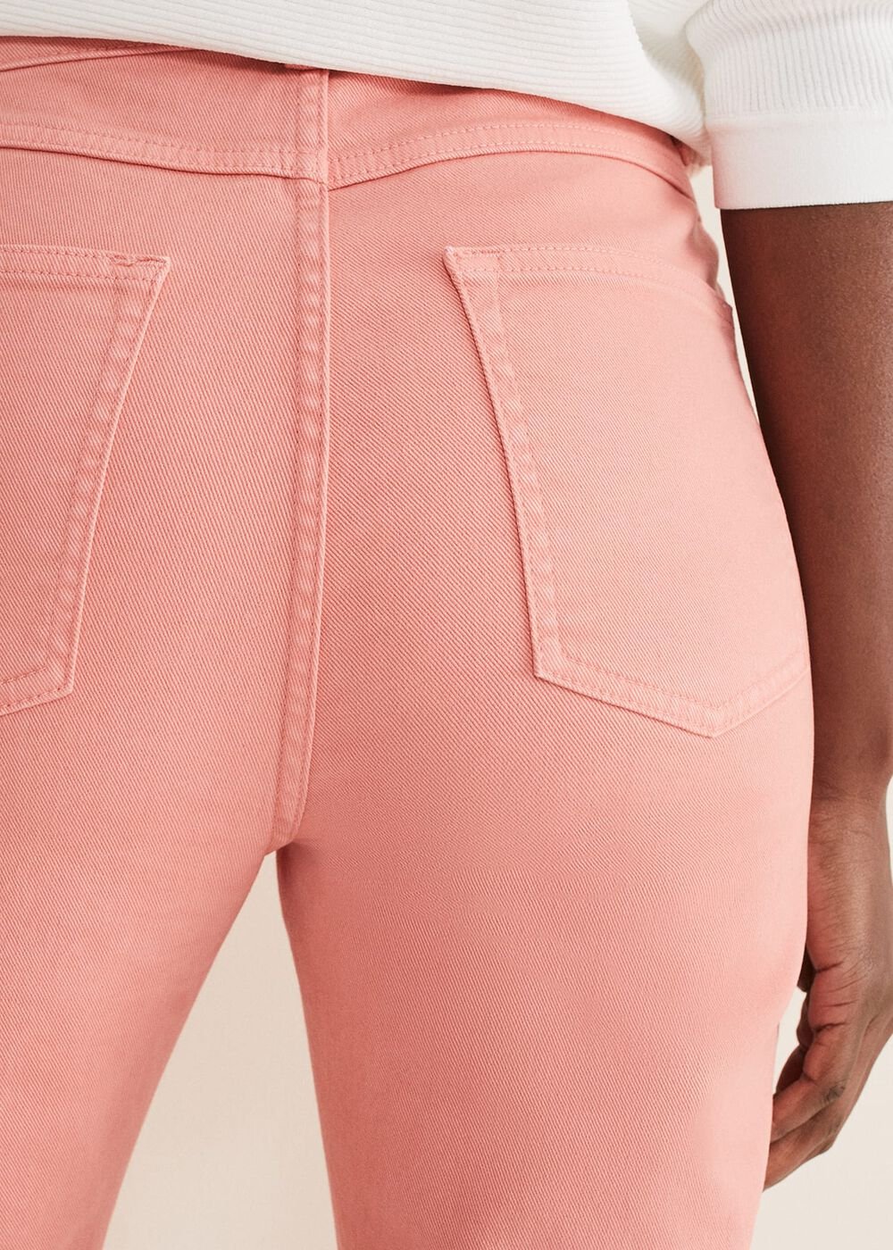 Karlie Button Through Straight Leg Jeans Apricot