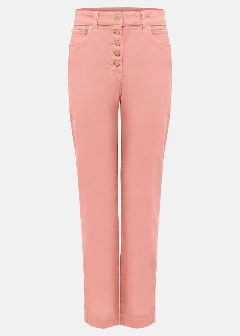 Karlie Button Through Straight Leg Jeans Apricot