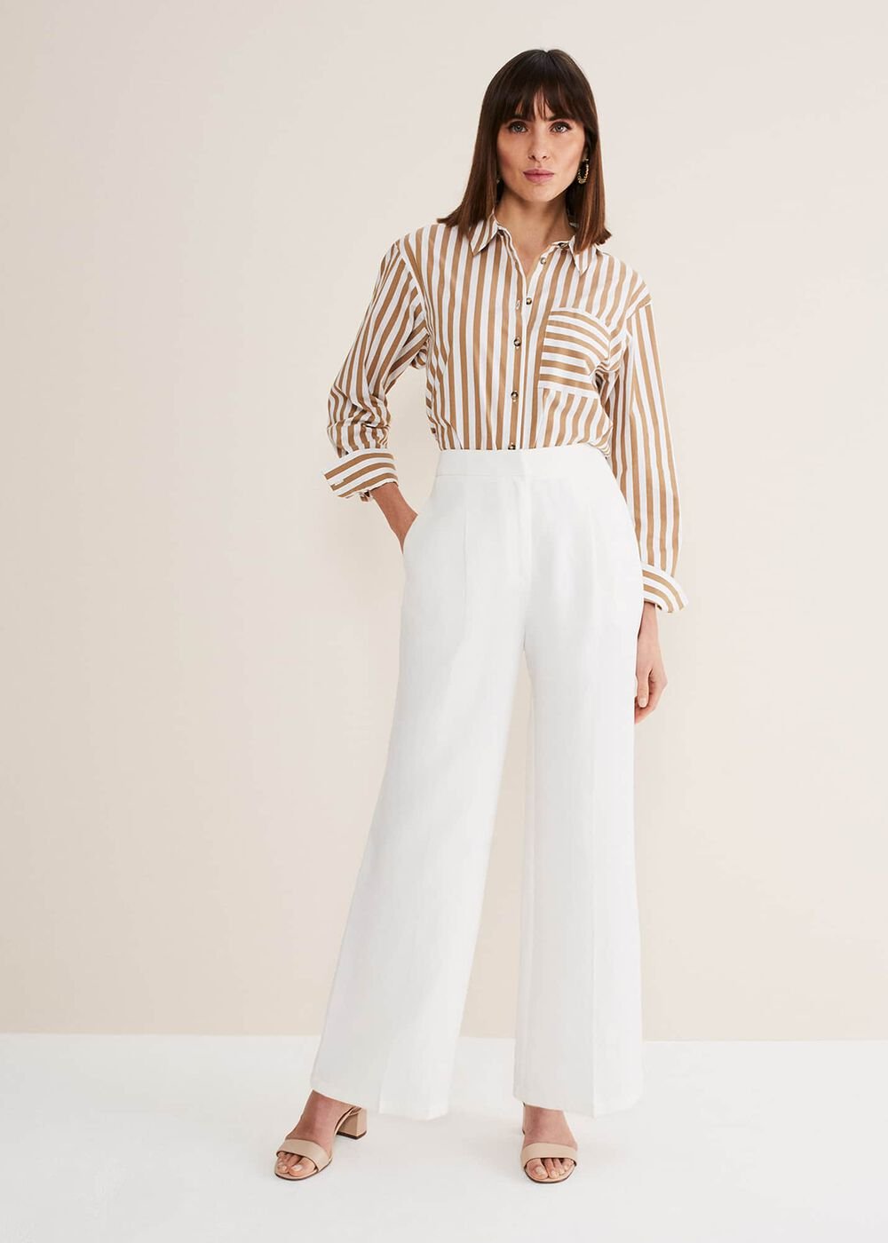 Bianca Wide Leg Suit Trousers Ivory