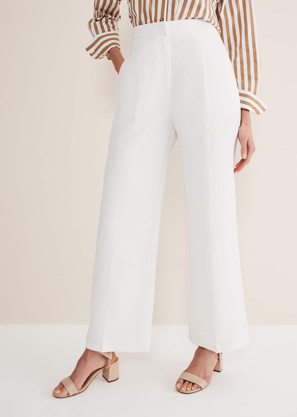 Bianca Wide Leg Suit Trousers Ivory