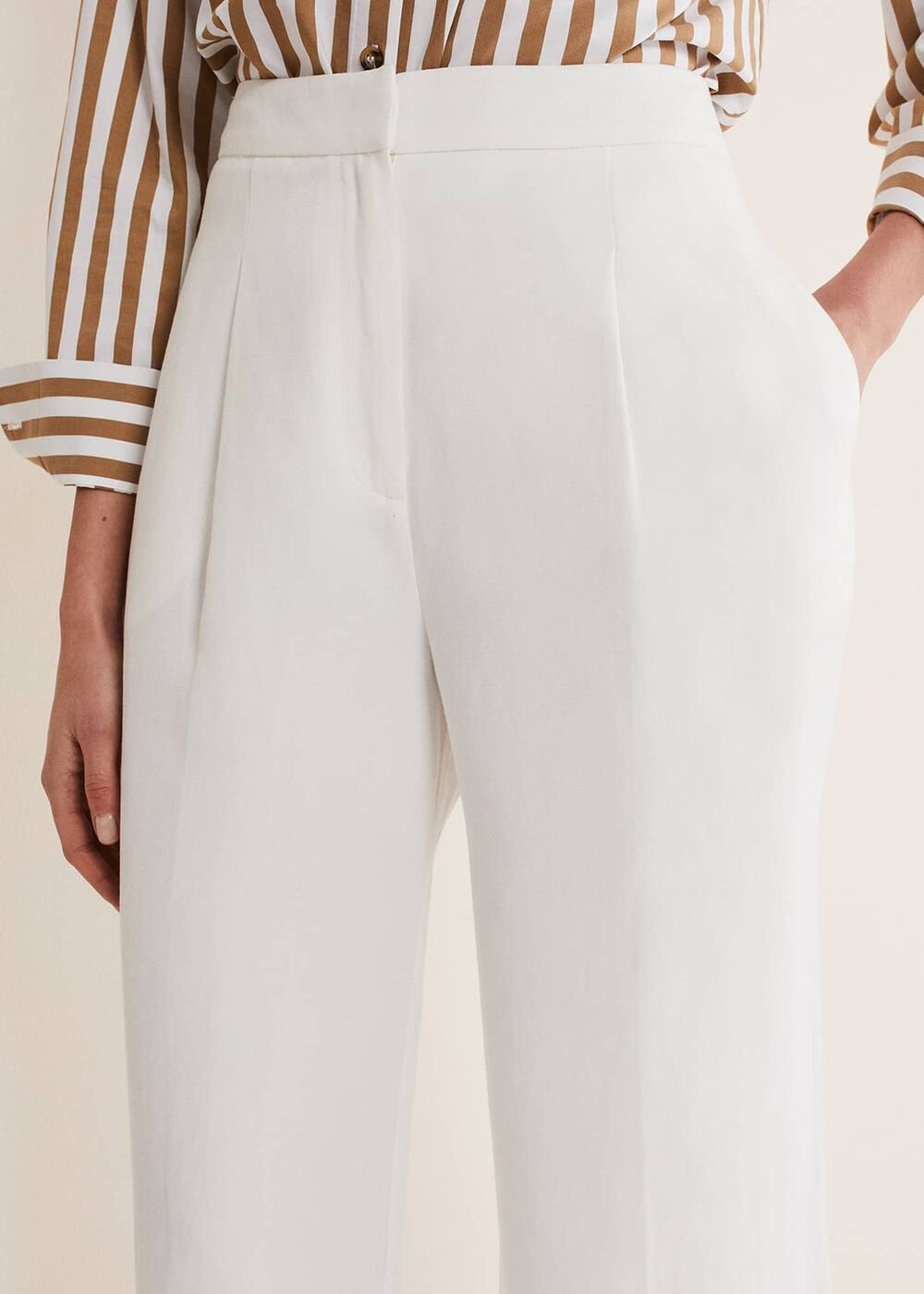 Bianca Wide Leg Suit Trousers Ivory