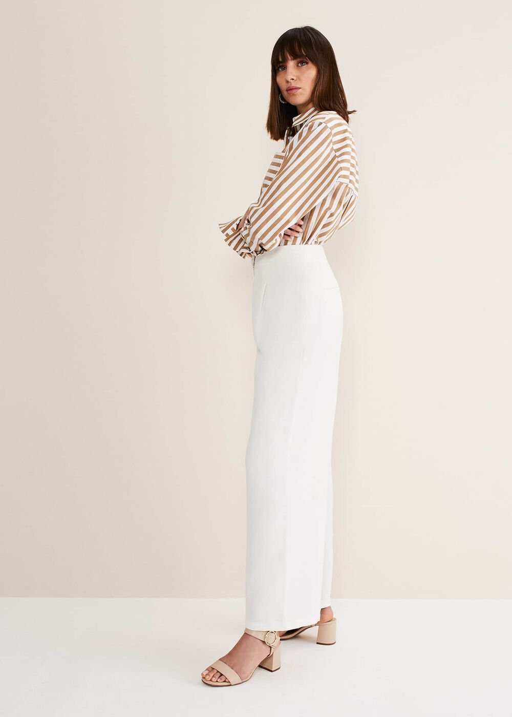 Bianca Wide Leg Suit Trousers Ivory
