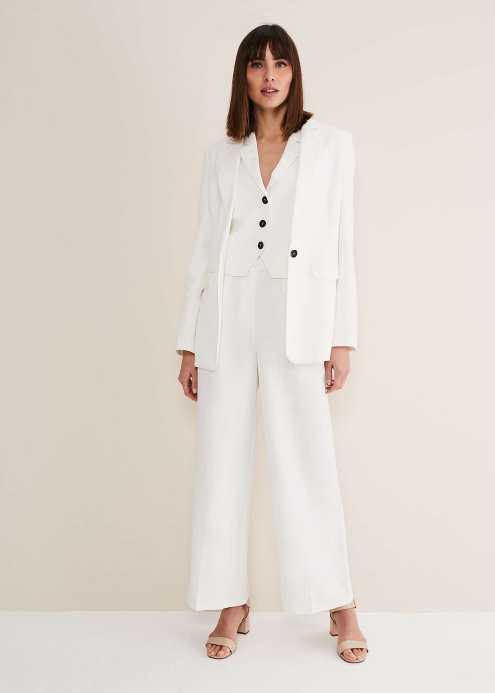 Bianca Wide Leg Suit Trousers Ivory