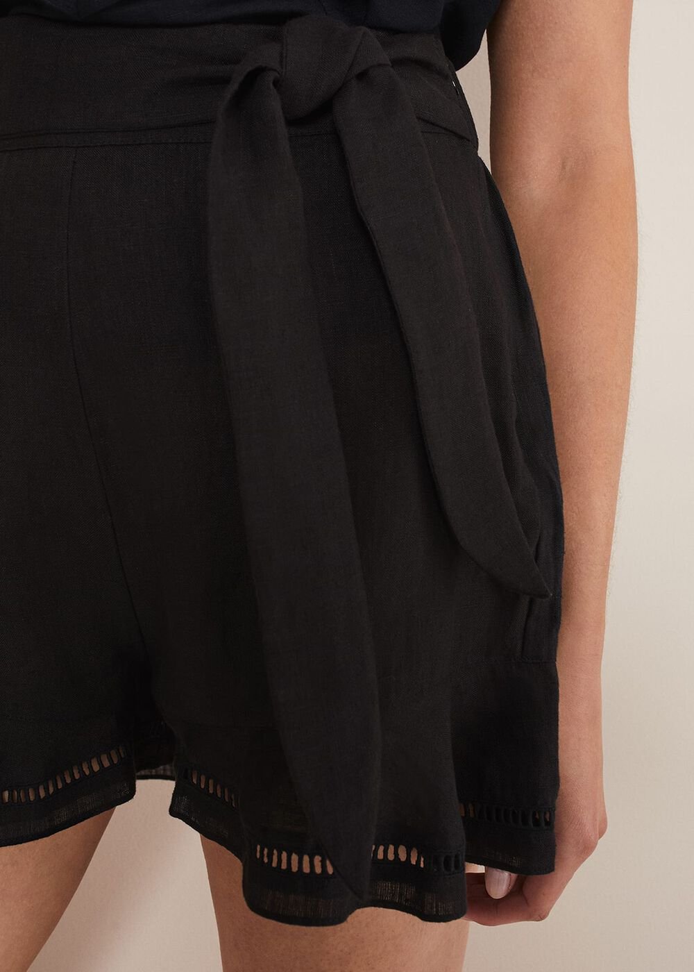 Allora Cut-Out Hem Shorts Co-Ord Black