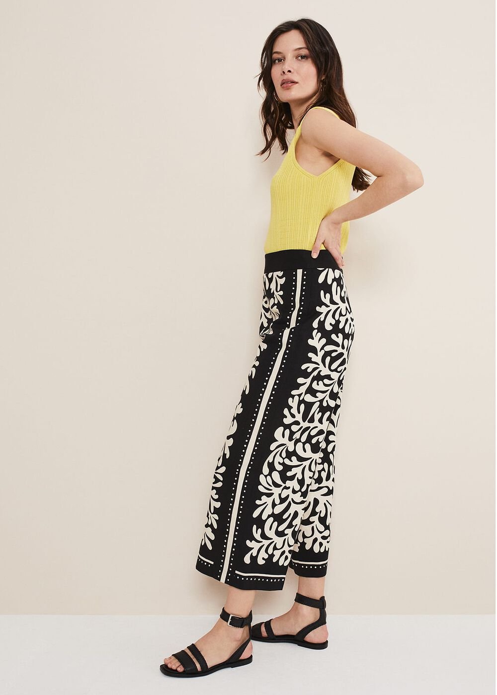 Nava Wide Leg Culottes Black/Stone