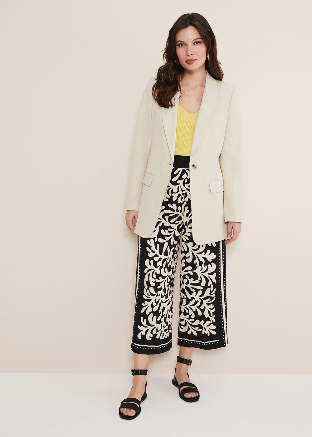 Nava Wide Leg Culottes Black/Stone