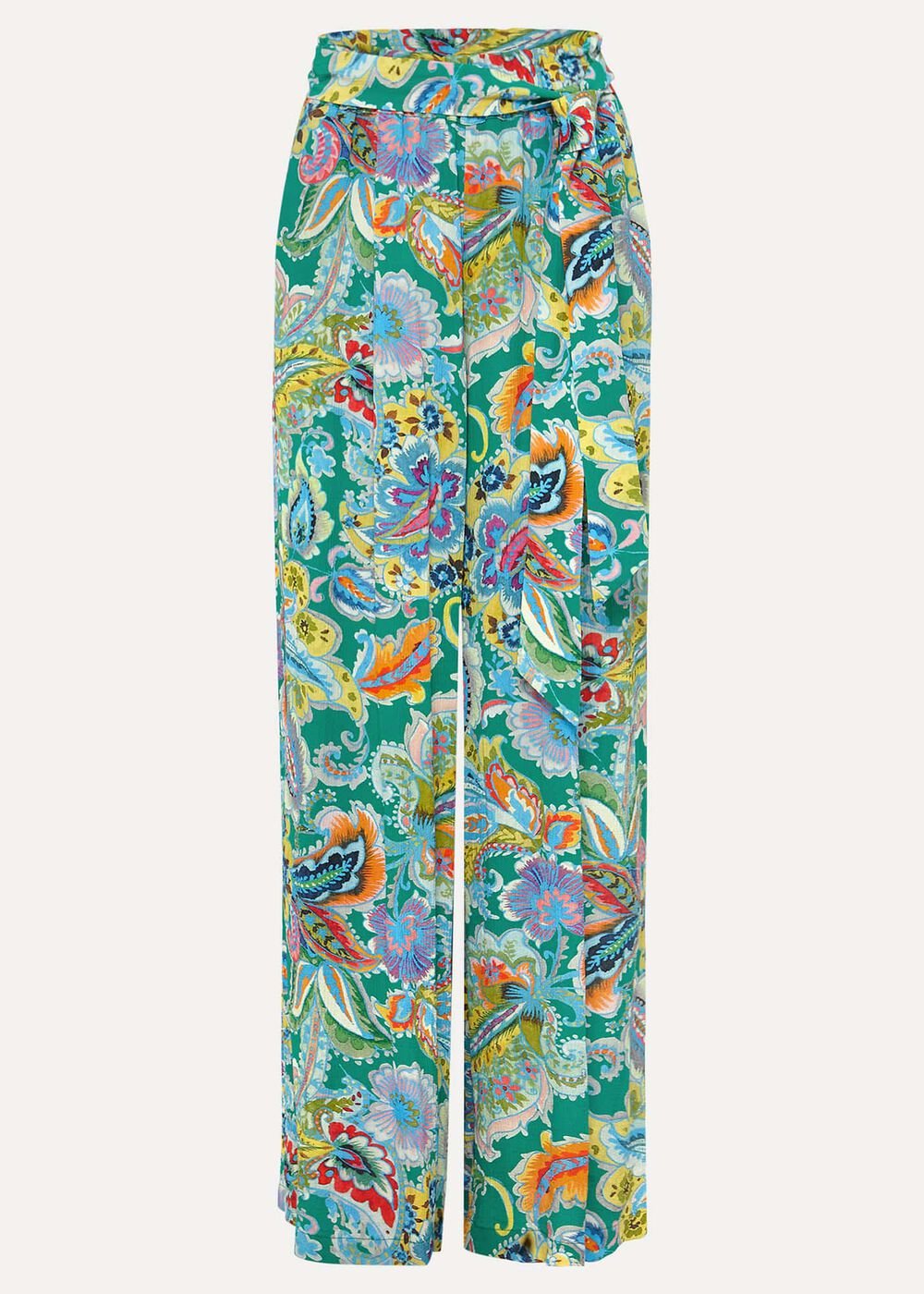 Paisley Wide Leg Trousers Green Multi