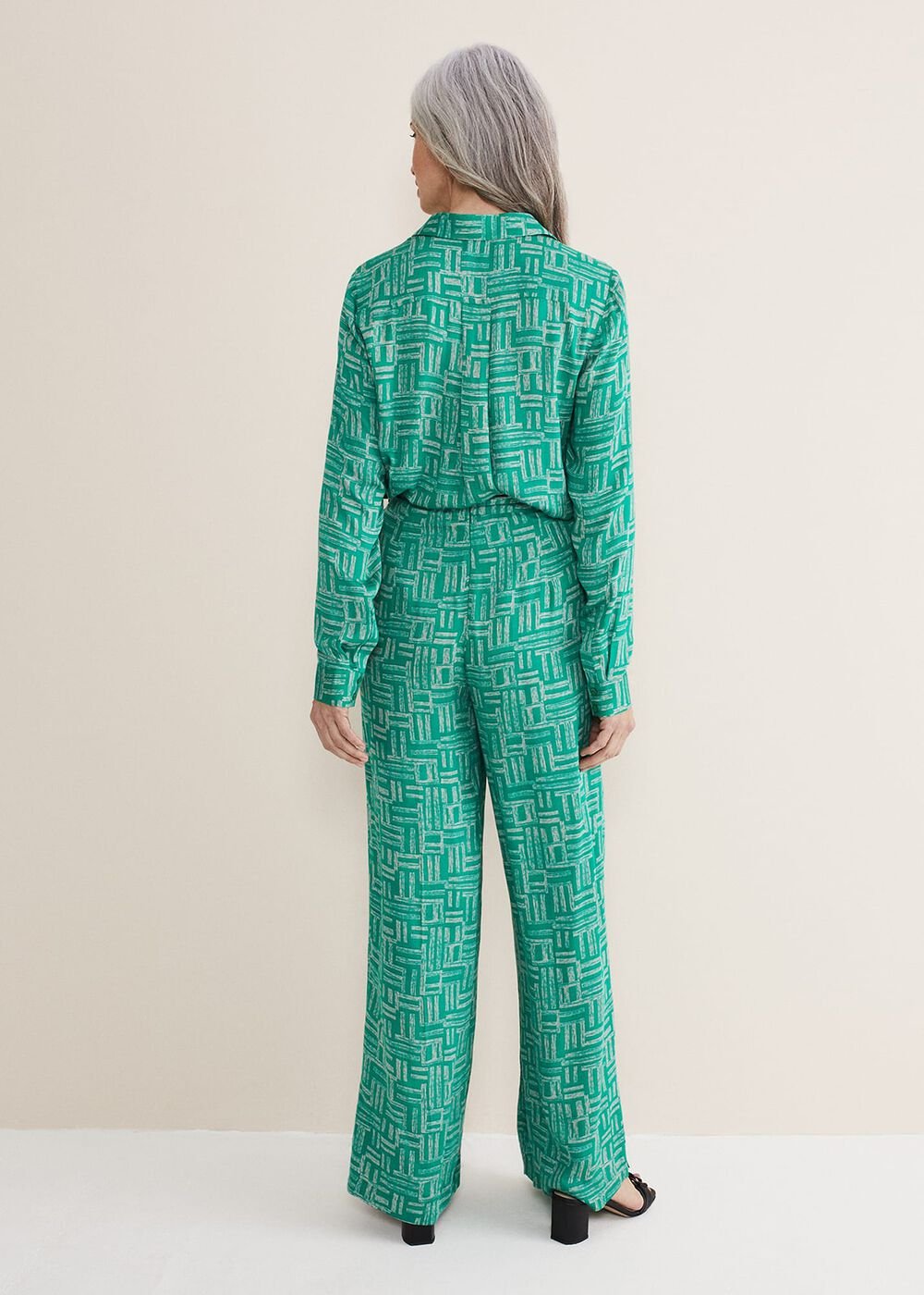 Hatty Wide Leg Trousers Green/Stone