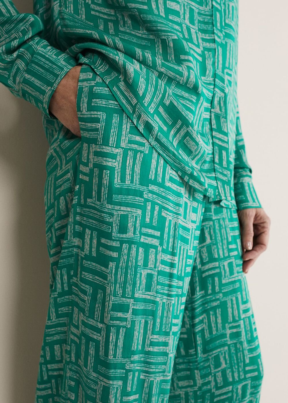 Hatty Wide Leg Trousers Green/Stone