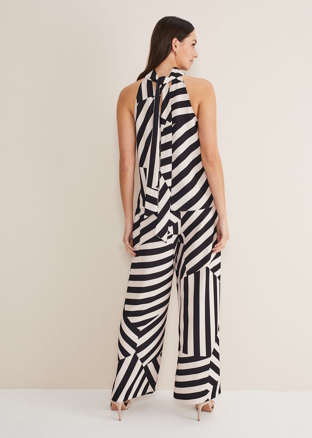 Phillis Striped Wide Leg Trousers Black/Pink