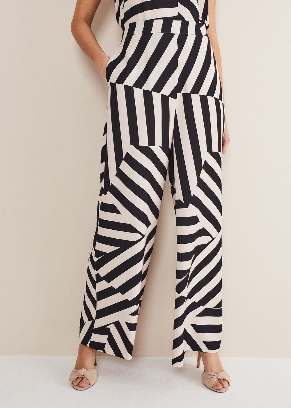Phillis Striped Wide Leg Trousers Black/Pink