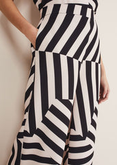 Phillis Striped Wide Leg Trousers Black/Pink