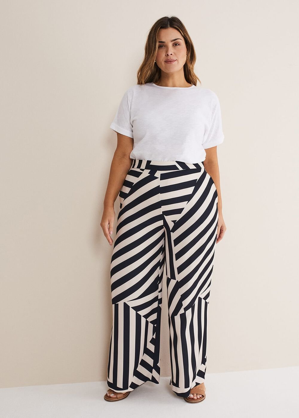 Phillis Striped Wide Leg Trousers Black/Pink