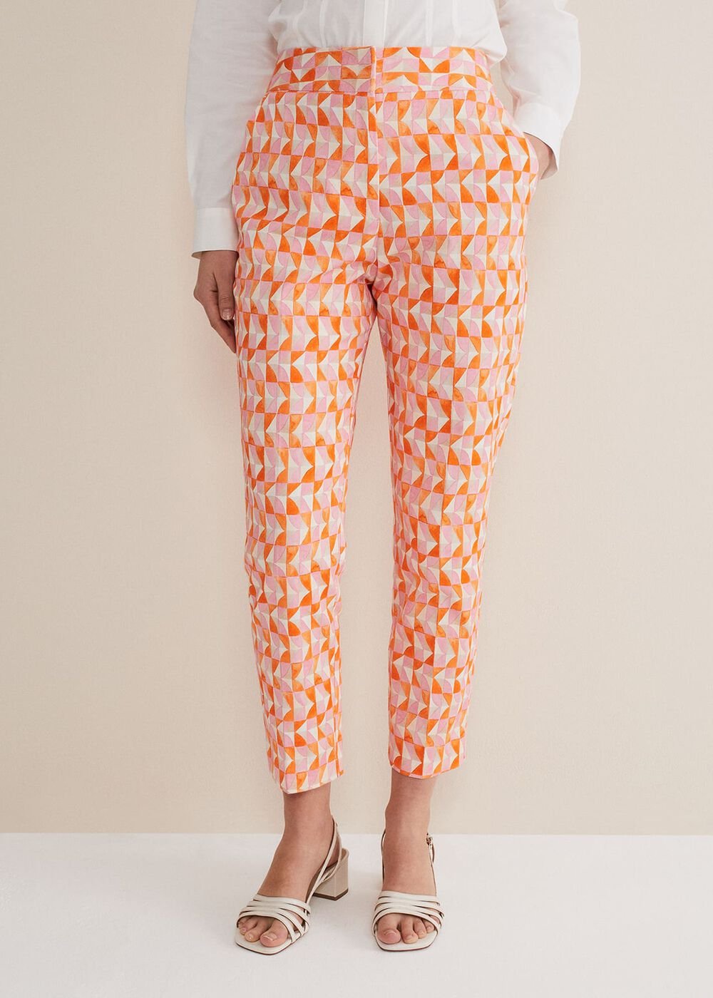 Elysia Geo Cigarette Trousers Pink/Orange