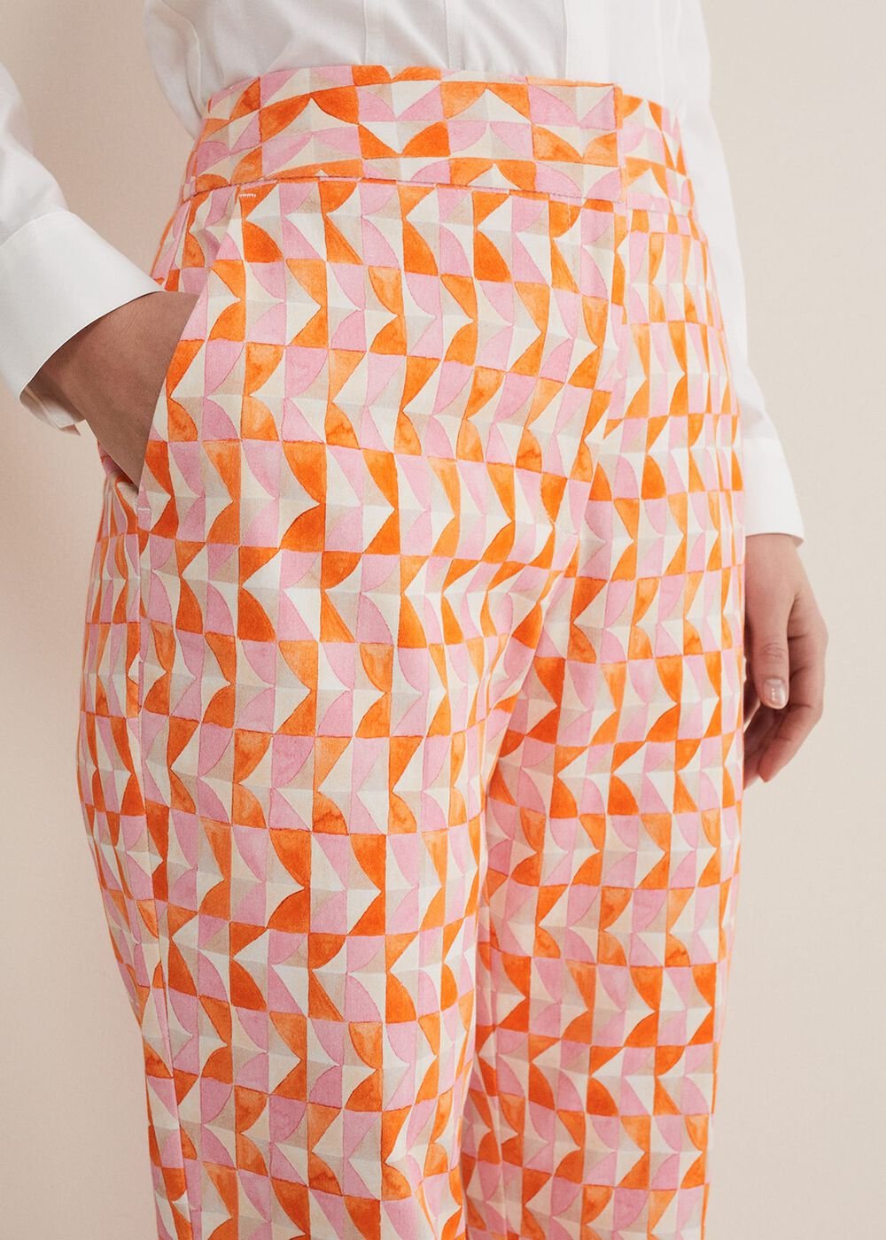Elysia Geo Cigarette Trousers Pink/Orange