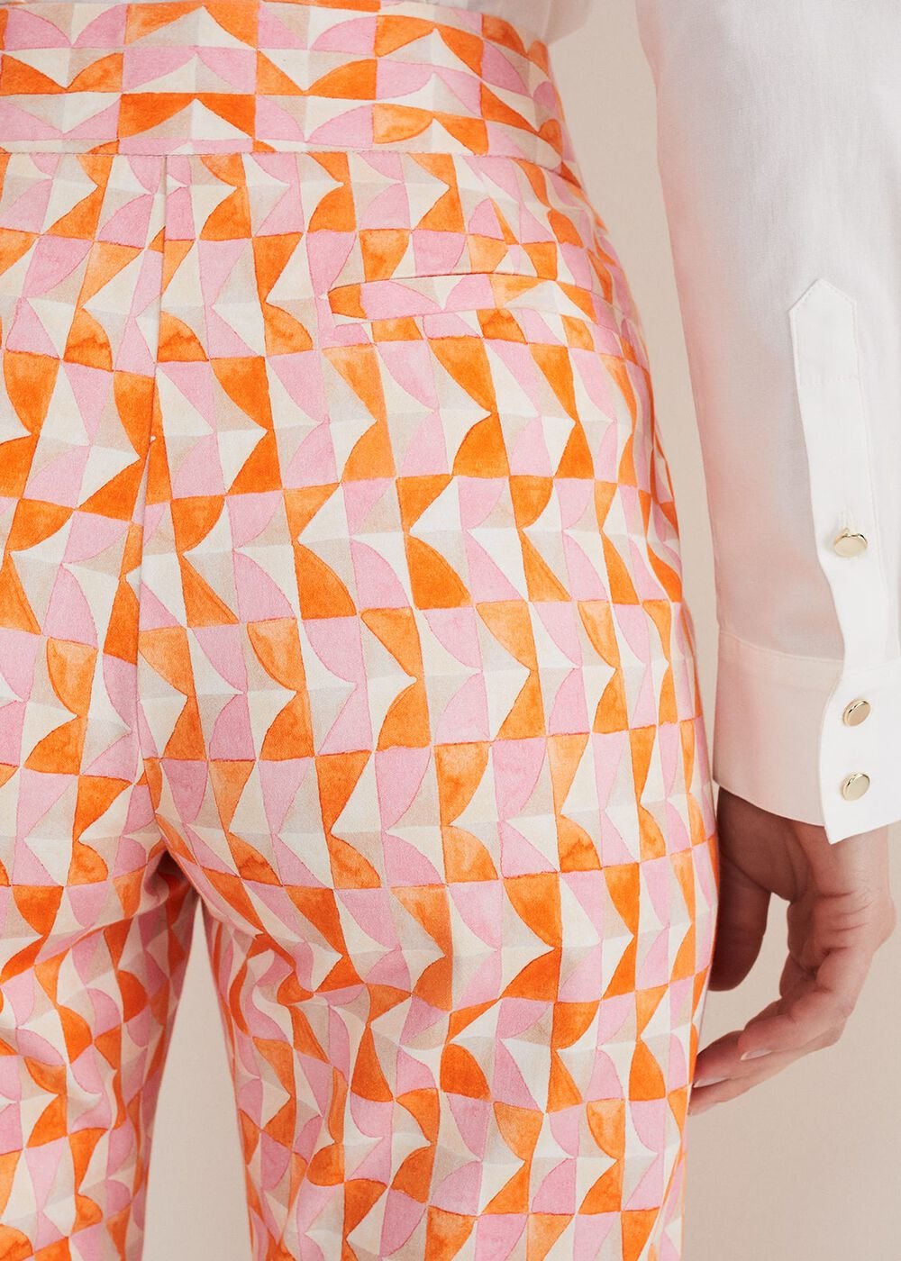 Elysia Geo Cigarette Trousers Pink/Orange