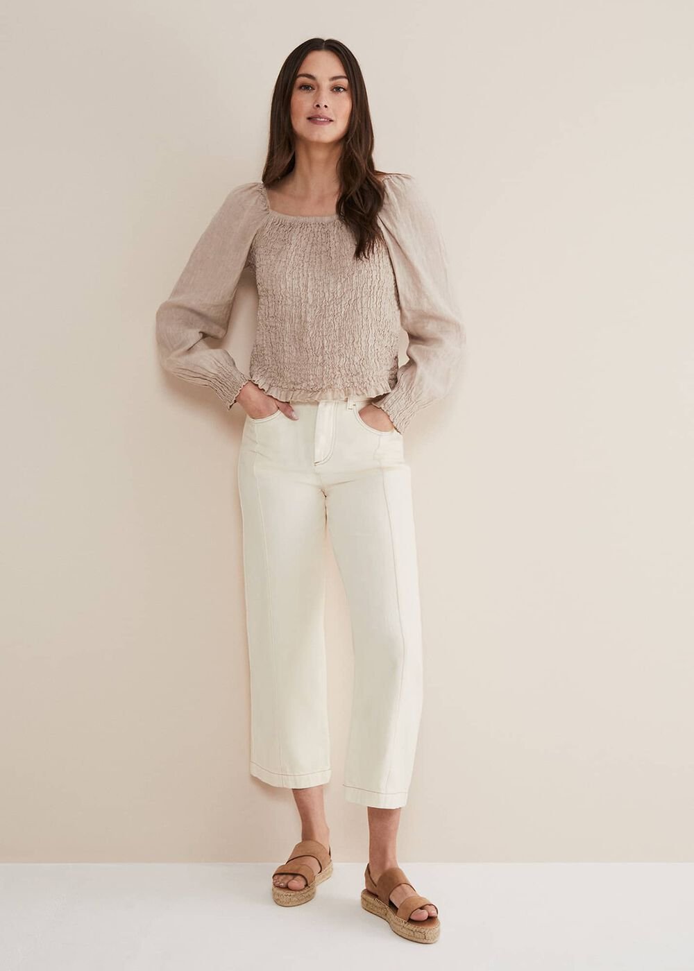 Fraya Wide Leg Jeans Ecru