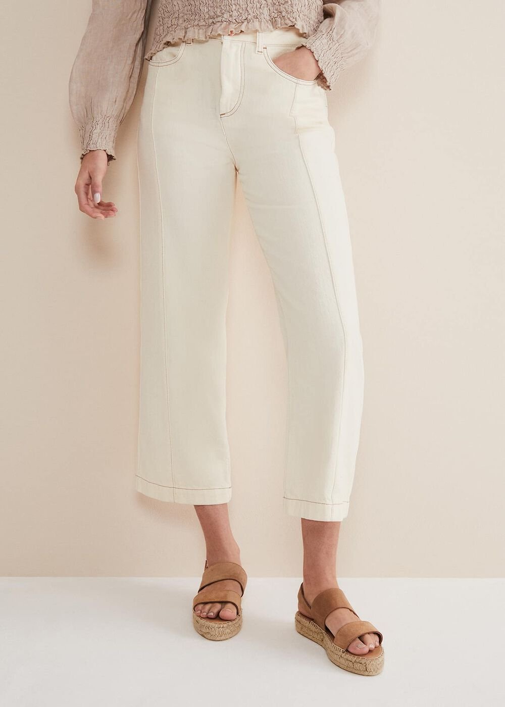 Fraya Wide Leg Jeans Ecru