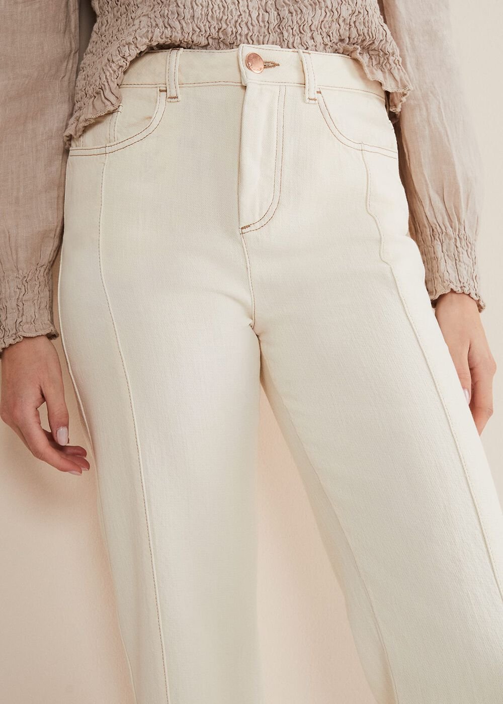 Fraya Wide Leg Jeans Ecru