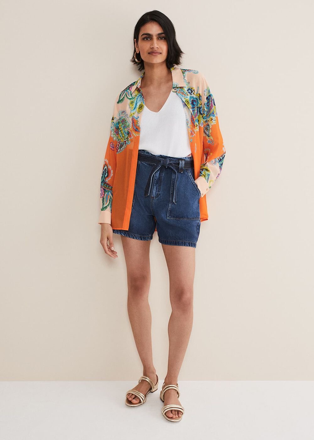 Paige Denim Shorts Mid Wash