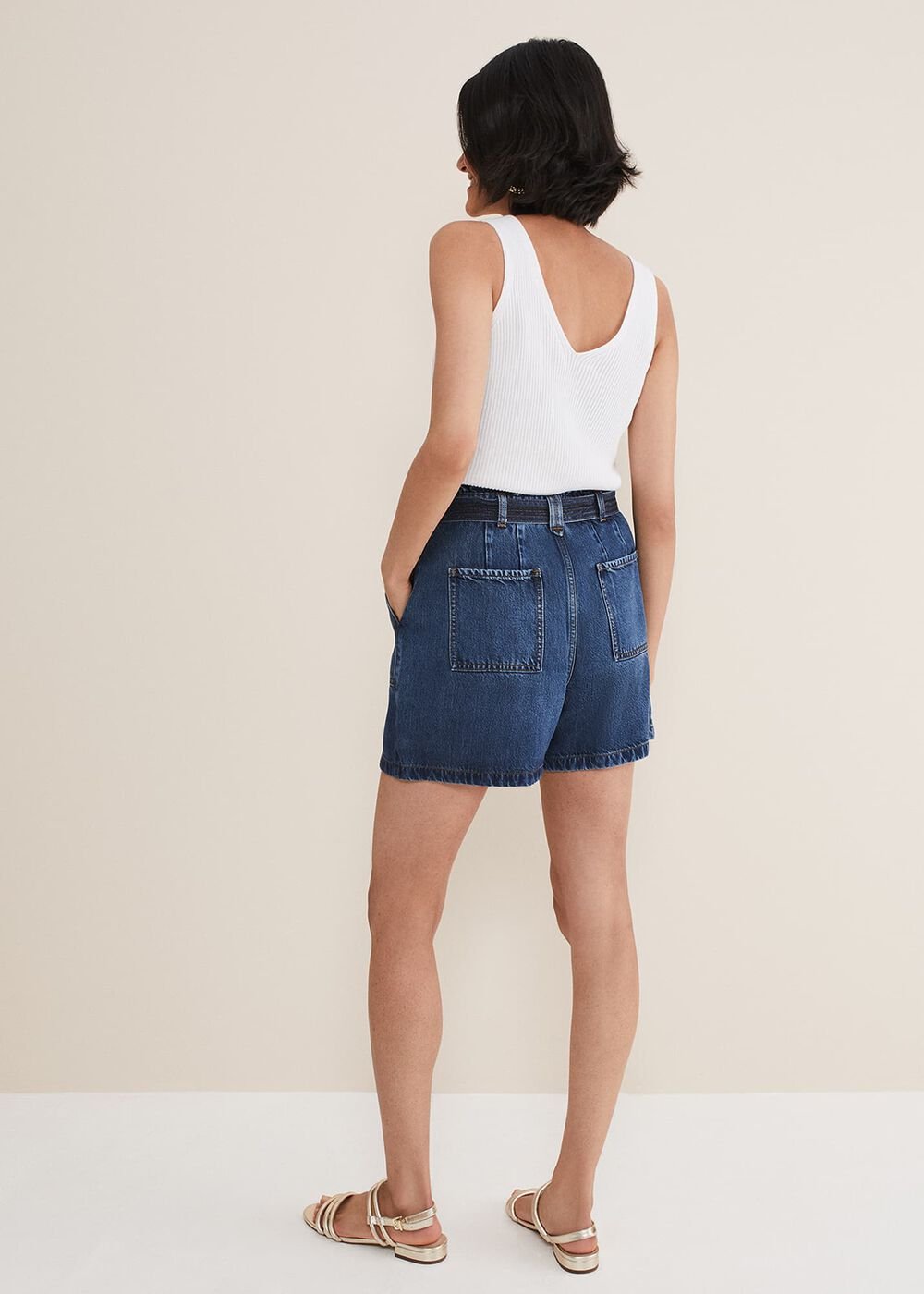 Paige Denim Shorts Mid Wash